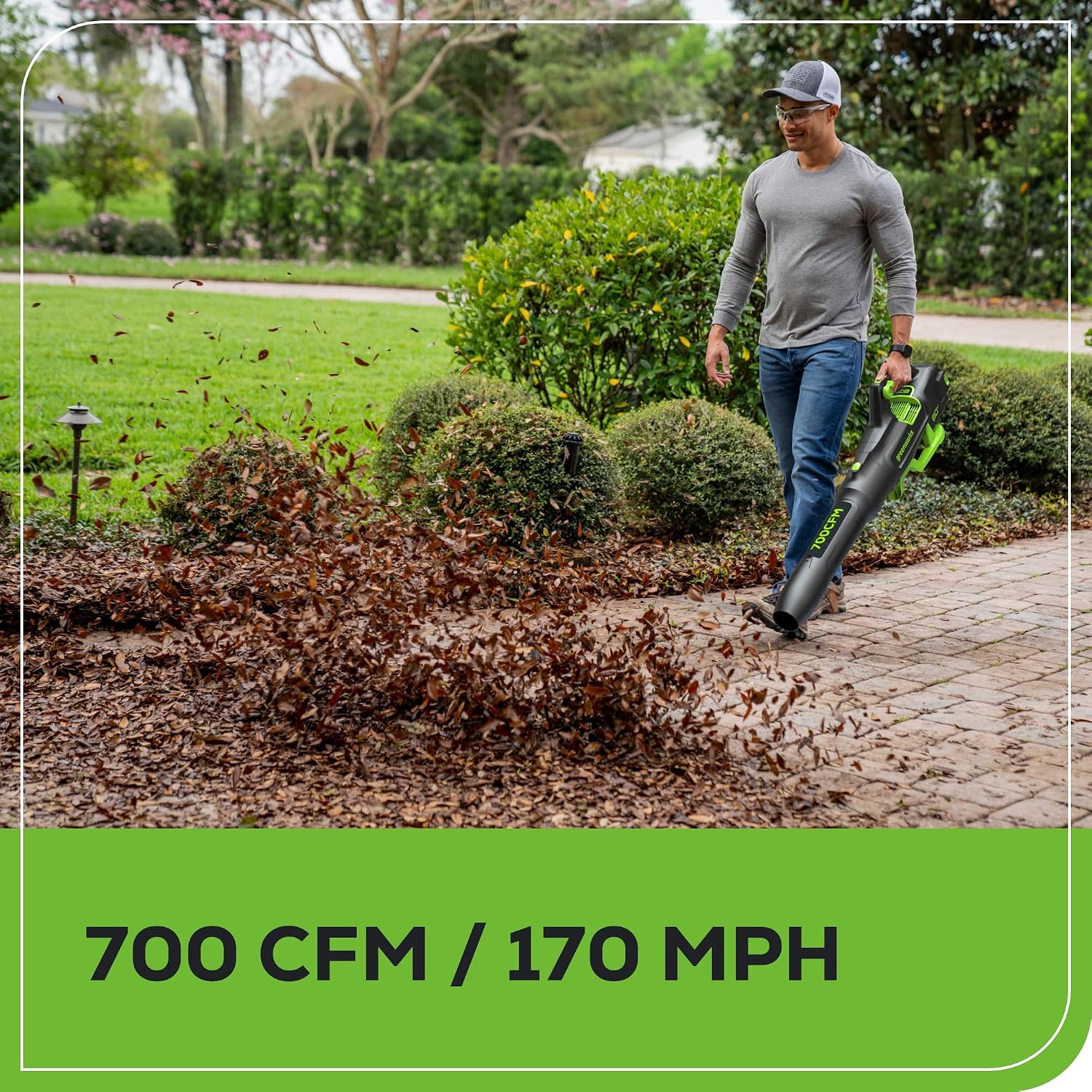 Greenworks 80V (700 CFM / 170 MPH) Brushless Cordless Leaf Blower (Turbo Button, Cruise Control, 26 CC Gas Equivalent), 2.5Ah Battery (200 Wh Max) + Rapid Charger