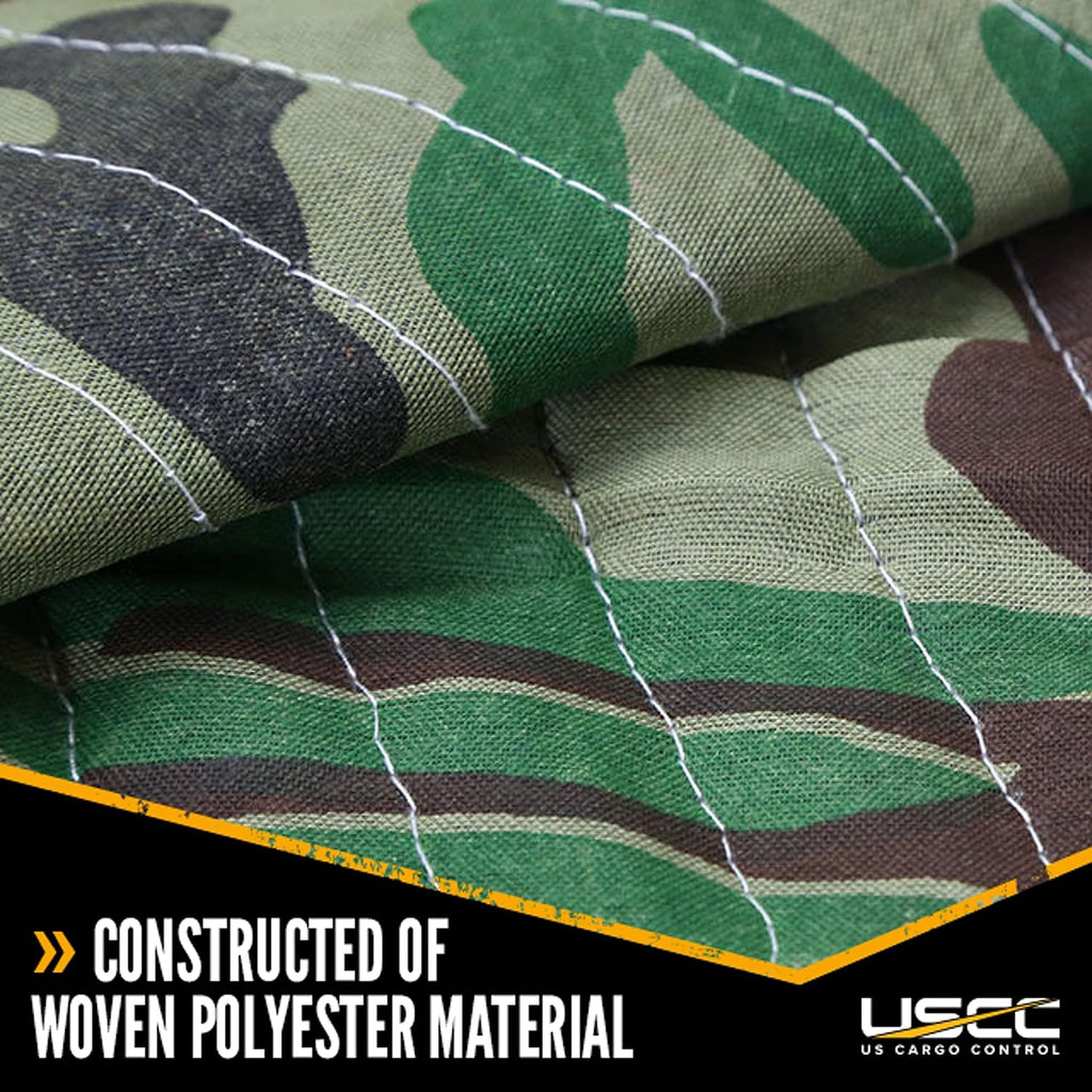 US Cargo Control 65 lb/dozen, 80'x72' Large Heavy Duty Moving Blanket, MBCAMO Camo, 4-pack