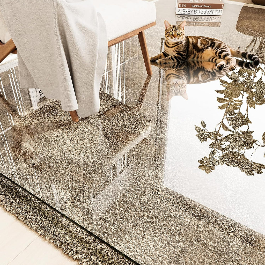 Tempered Glass Chair Mat 48'x36' – Ultra-Clear Office Chair Mat for Hardwood Floors & Low-Pile Carpets – Heavy-Duty 0.2' Scratch-Resistant Surface with Non-Slip Pads – Supports 1,000 lbs