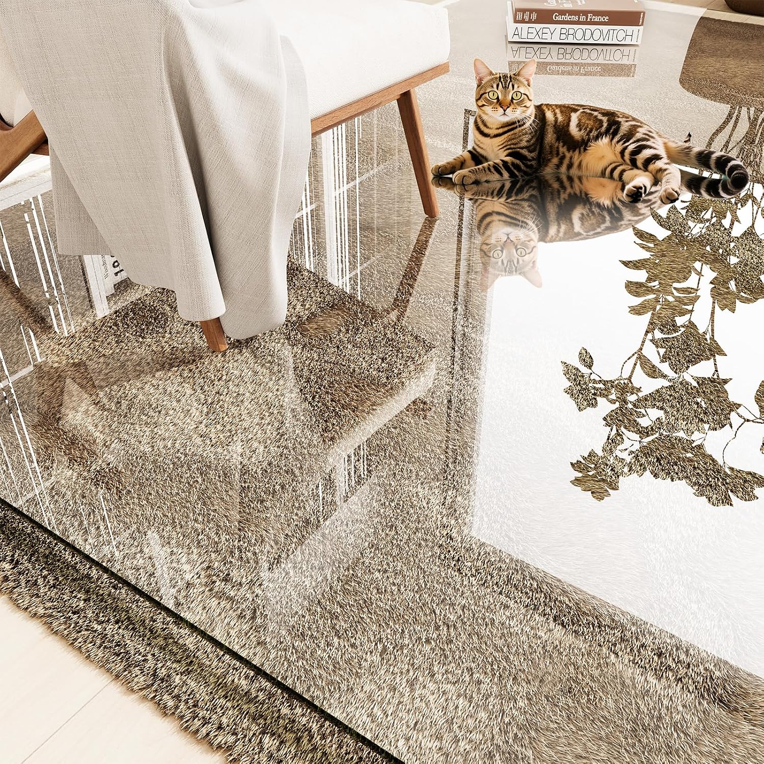 Tempered Glass Chair Mat 72'x54' – Ultra-Clear Office Chair Mat for Hardwood Floors & Low-Pile Carpets – Heavy-Duty 0.2' Scratch-Resistant Surface with Non-Slip Pads – Supports 1,000 lbs