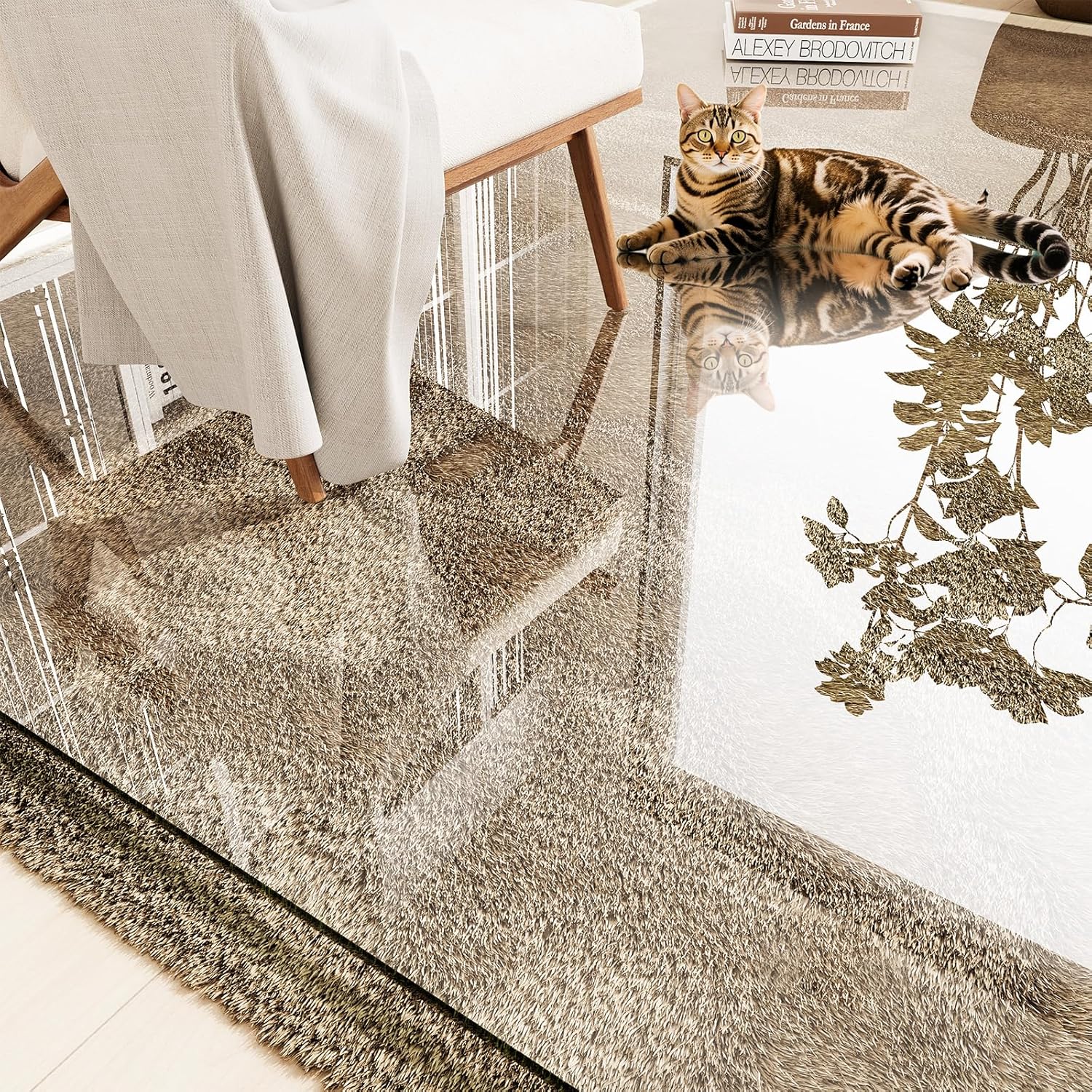 Tempered Glass Chair Mat 80'x48' – Ultra-Clear Office Chair Mat for Hardwood Floors & Low-Pile Carpets – Heavy-Duty 0.2' Scratch-Resistant Surface with Non-Slip Pads – Supports 1,000 lbs