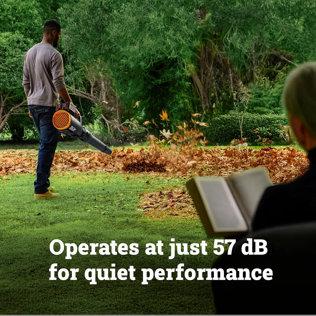 WORX Cordless Leaf Blower, Electric Blower with 780 CFM & 190 MPH, Brushless Lawn Blower with Gas-Like Power & 57 dB, 2 × 4.0 Ah Batteries & Charger Included, WG582