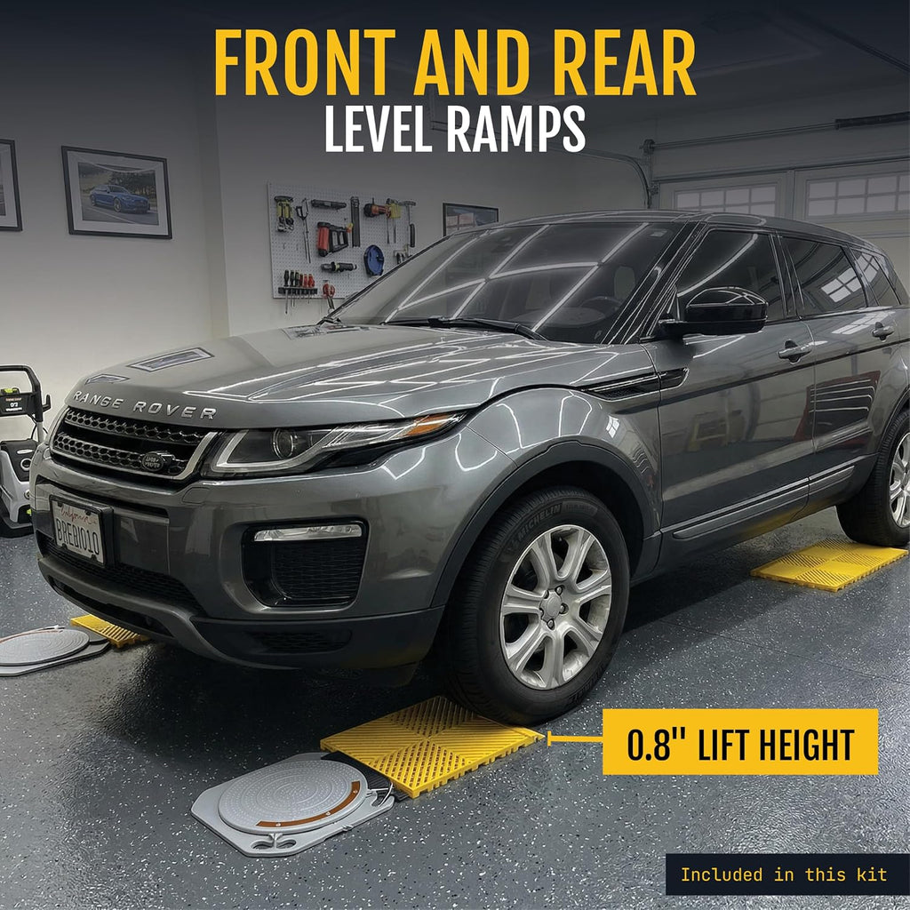 DIY Front End Wheel Alignment Kit - Includes Set of Turn Plates, Camber Caster KPI Guage, and Alignment Wheel Clamp - At Home Car Alignment Tool Kit