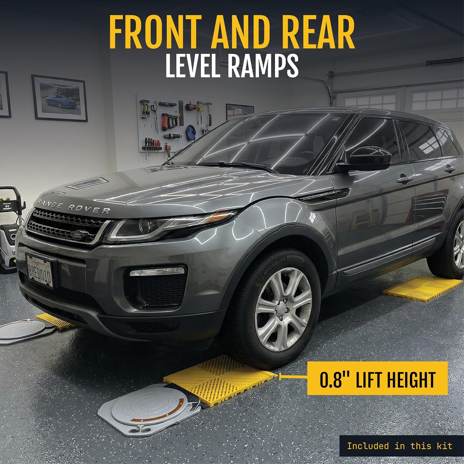 DIY Front End Wheel Alignment Kit - Includes Set of Turn Plates, Camber Caster KPI Guage, and Alignment Wheel Clamp - At Home Car Alignment Tool Kit