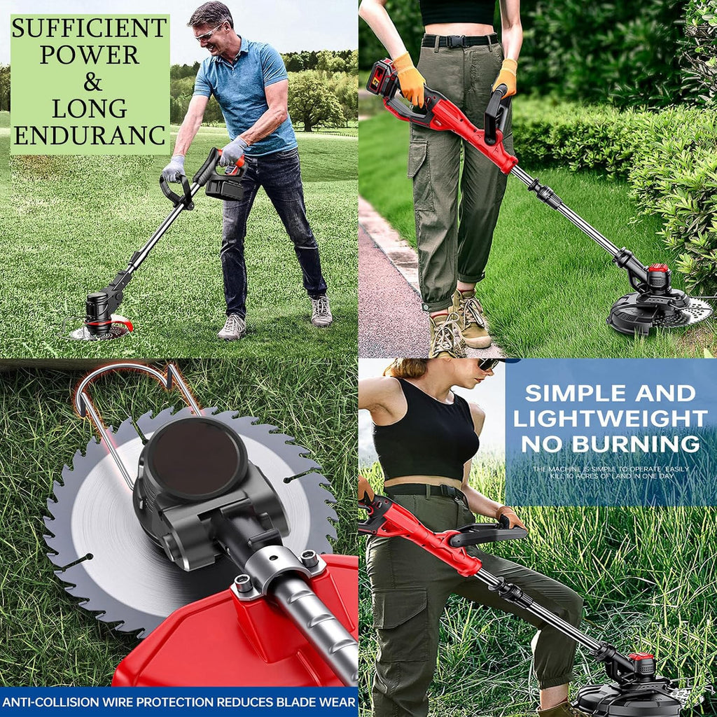Handheld Electric Lawn Mower Portable Lawn Mowing Tool for Agriculture Household Cordless Weeder Garden Mowing Tool Lawn Brusher,24V/4.0Ah