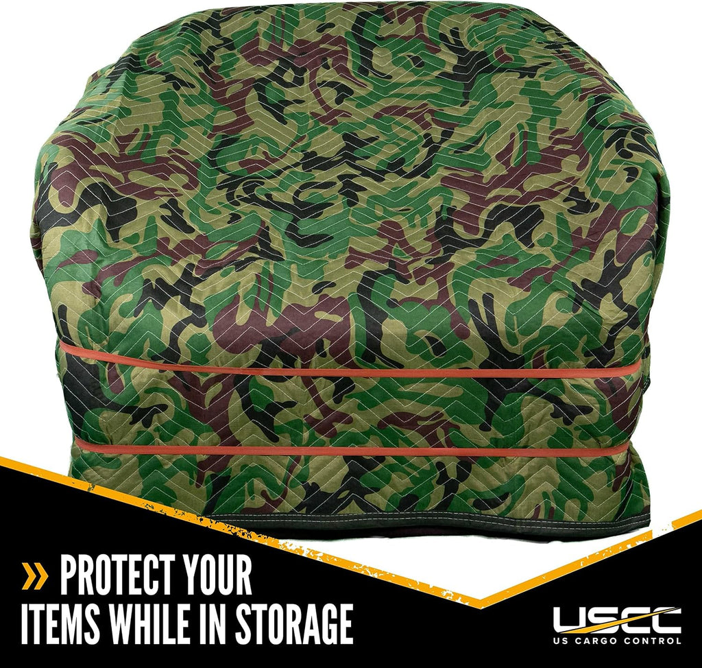 US Cargo Control 65 lb/dozen, 80'x72' Large Heavy Duty Moving Blanket, MBCAMO Camo, 4-pack