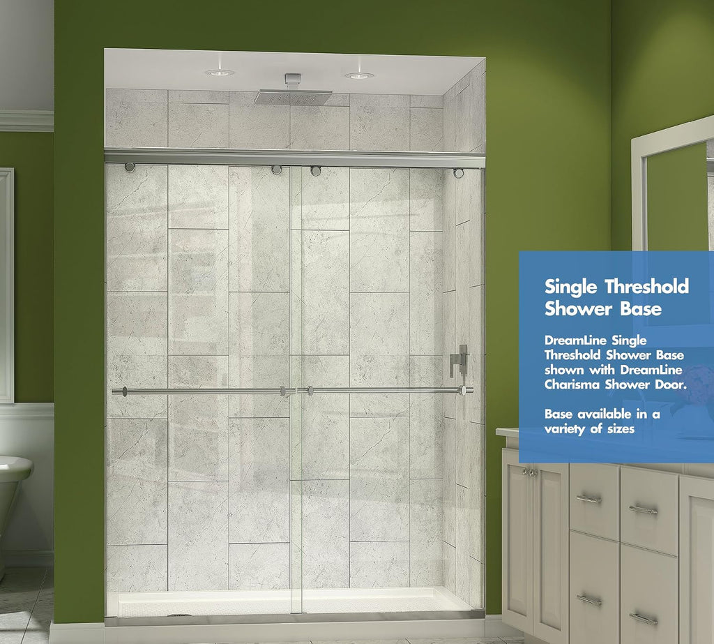 DreamLine SlimLine 30 in. D x 60 in. W x 2 3/4 in. H Center Drain Single Threshold Shower Base in Biscuit, DLT-1130600-22