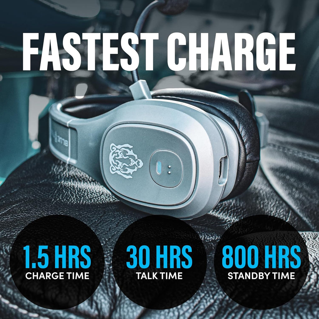 Blue Tiger Storm Gray - Premium Trucker Bluetooth Headset - Wireless Noise Canceling Mono Headset with Mic - High-Fidelity Sound, 30-Hour Talk Time, USB-C Charging - for Truck Drivers, Bluetooth 5.0
