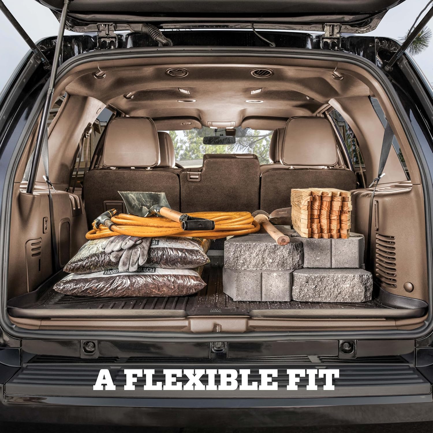 Husky Liners Weatherbeater Cargo Liner | Fits 2009-2015 Honda Pilot (to Back of 2nd Row Over Folded Flat 3rd Row) | Cargo, 1-pc. Black - 24361