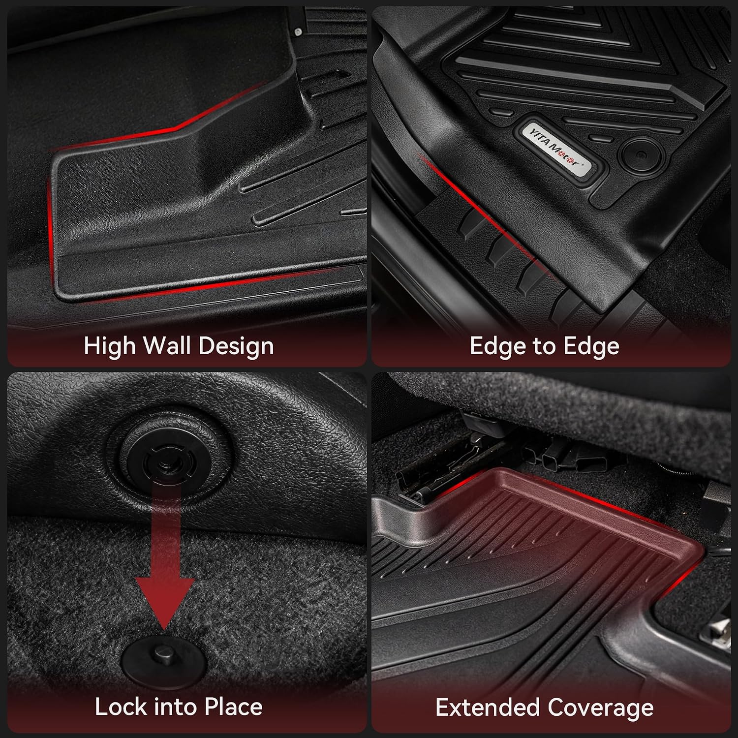 YITAMOTOR Floor Mats Fit for 2024 2025 2026 Chevrolet Trax ACTIV/LS/LT/RS, TPE All Weather Custom Fit Floor Liners & Cargo Mat for Chevy Trax Accessories, Automotive 1st & 2nd Row Car Mats Set, Black