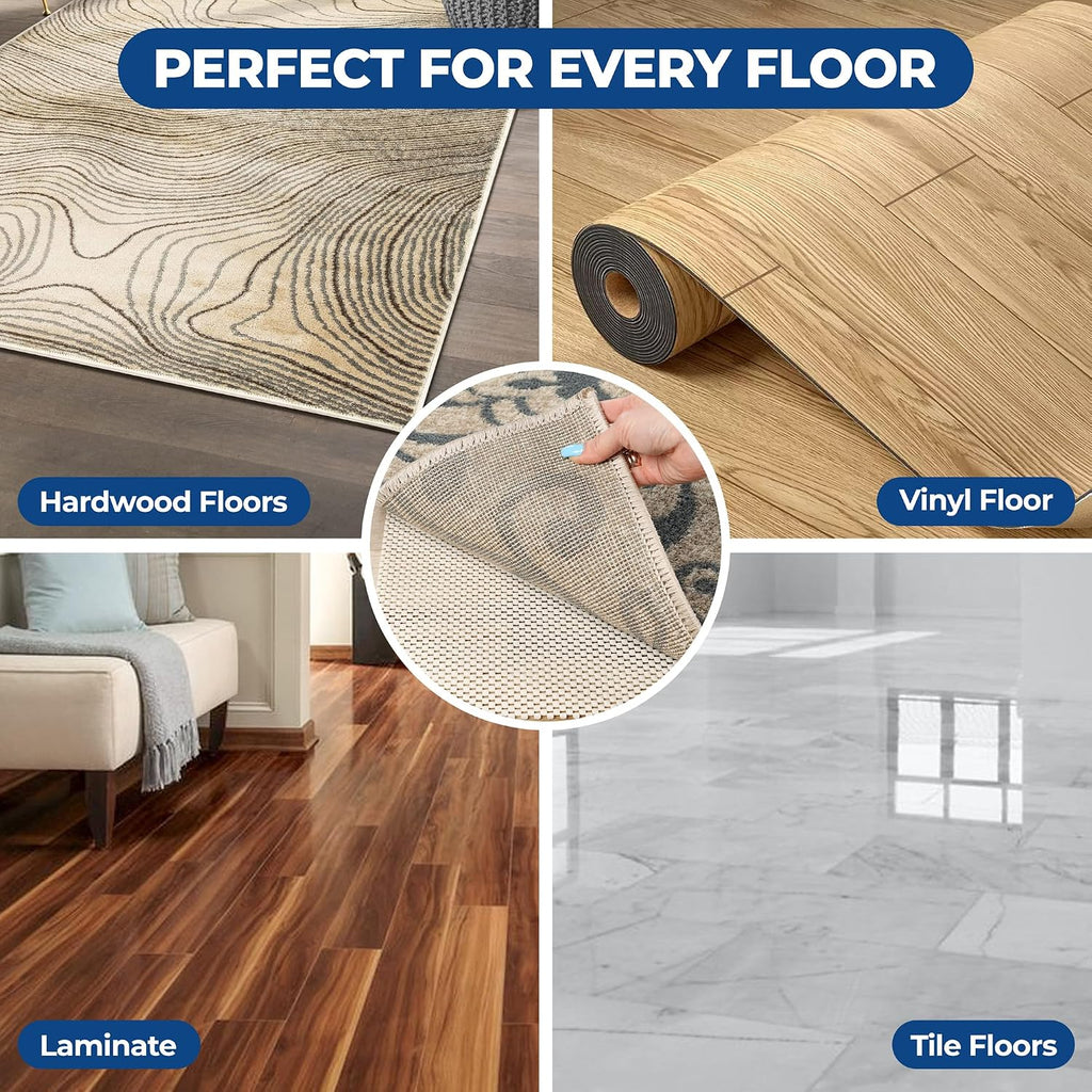 Superior Rio Reversible Rug Pad, Non-Slip, Non-Skid, Thick Mesh Design, Floor Protector, Padding, Furniture Gripper Mat, Slide Stopper, Foam Grip, Polymer Coated Polyester, 12' x 18', Cream