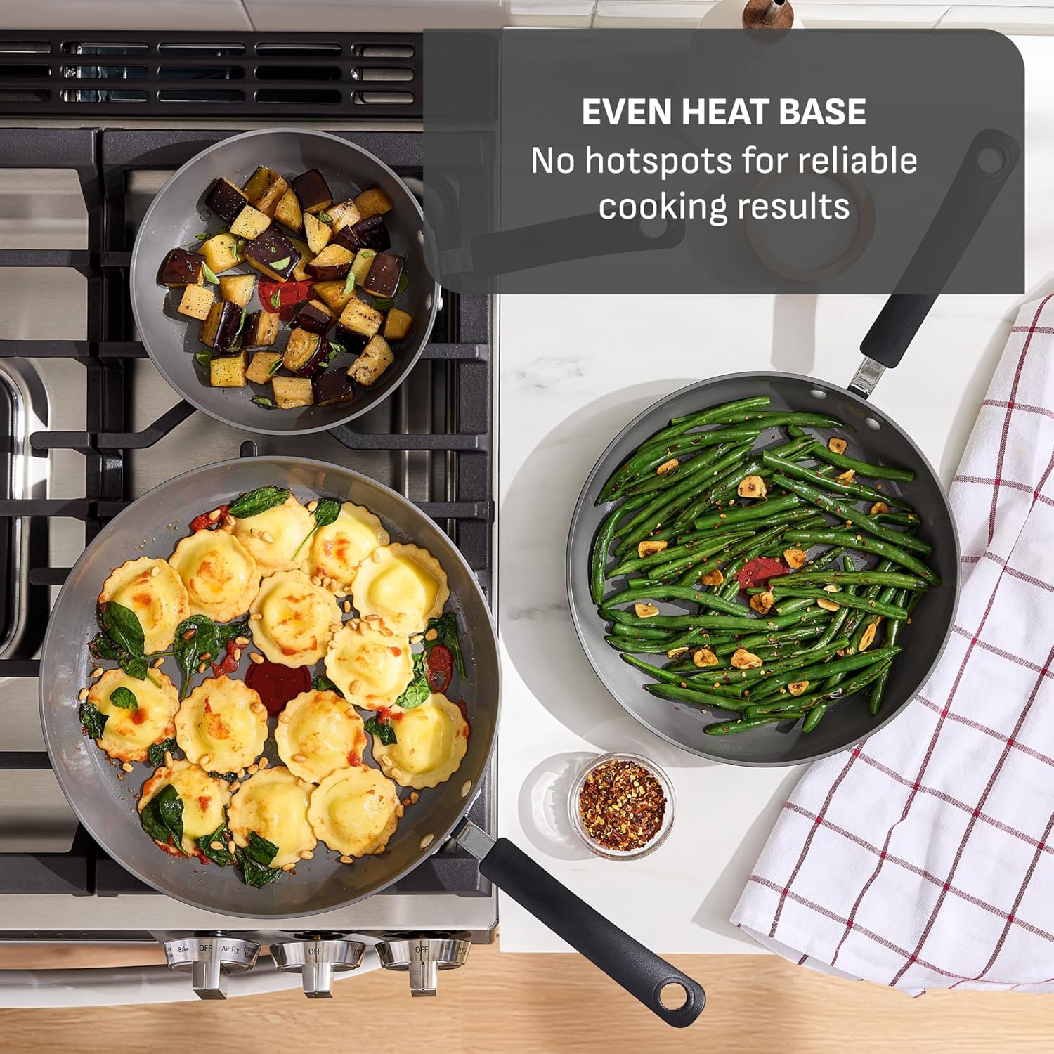 T-Fal Ultimate Hard Anodized 12-Piece Ceramic Nonstick Cookware Set, Oven Safe Up to 400°F, Ceramic Pots and Pans Set, Frying Pans, Saucepan, Stockpot, Cooking Utensils, Stone
