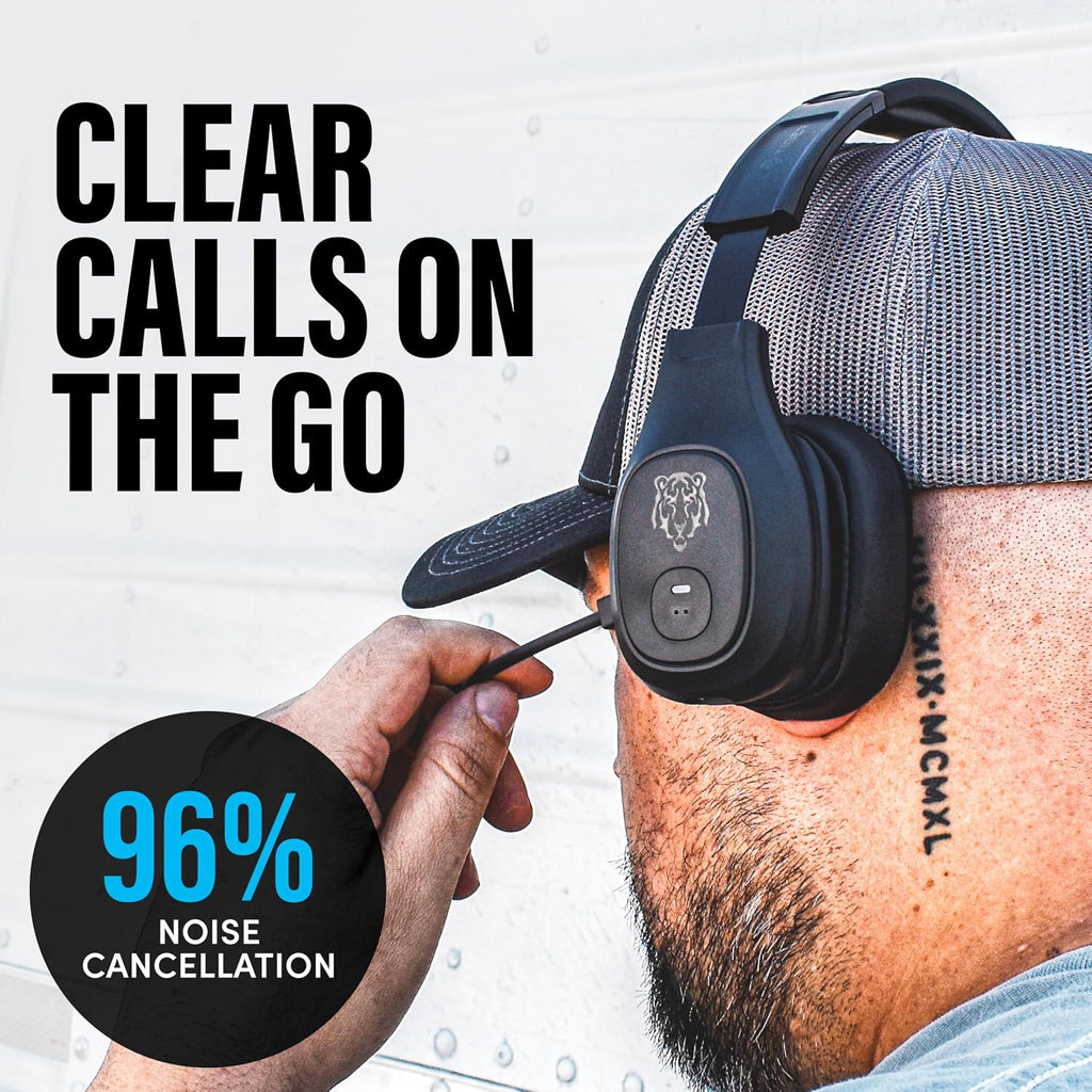 Blue Tiger Storm Black - Premium Trucker Bluetooth Headset - Wireless Noise Canceling Mono Headset with Mic - High-Fidelity Sound, 30-Hour Talk Time, USB-C Charging - for Truck Drivers, Bluetooth 5.0