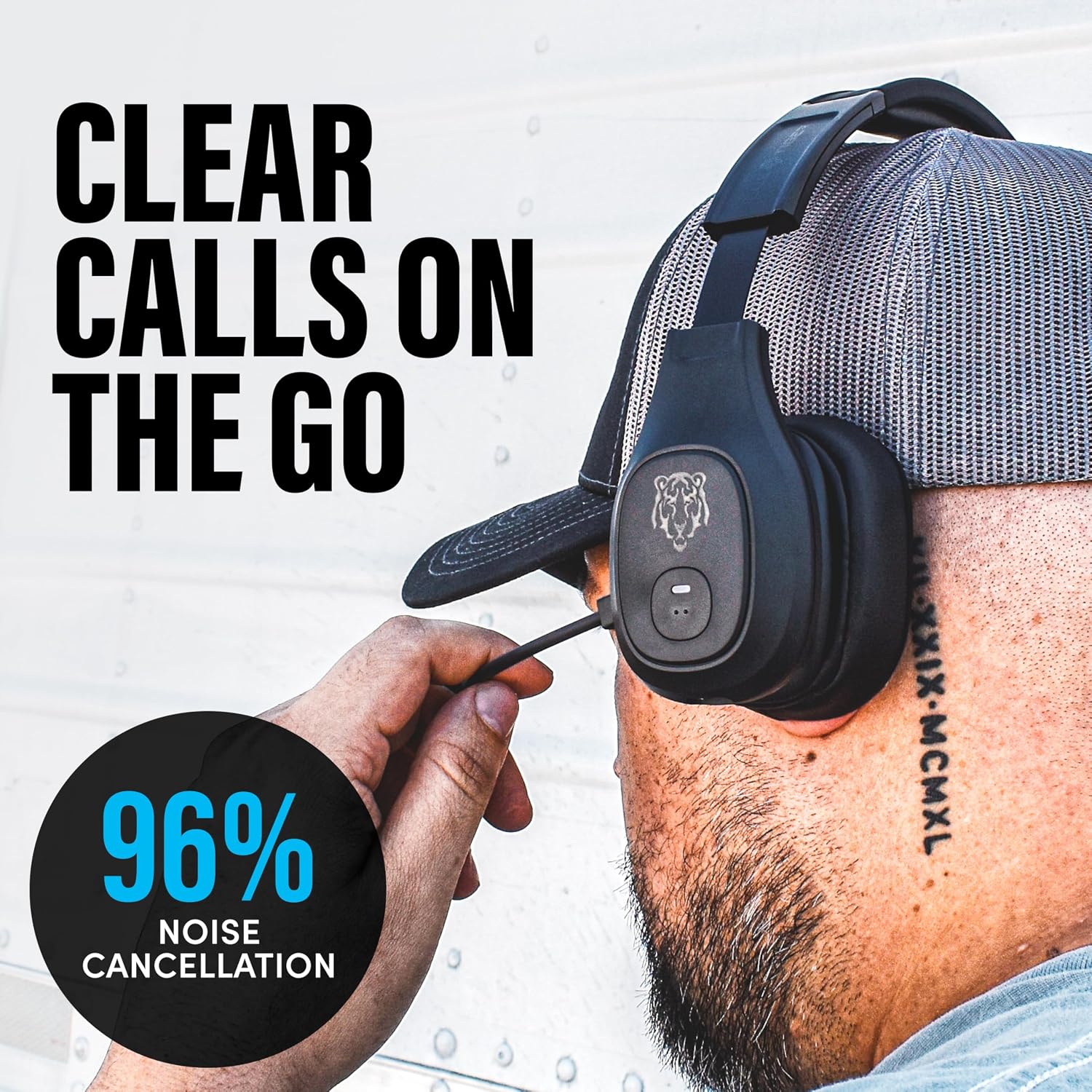 Blue Tiger Storm Black - Premium Trucker Bluetooth Headset - Wireless Noise Canceling Mono Headset with Mic - High-Fidelity Sound, 30-Hour Talk Time, USB-C Charging - for Truck Drivers, Bluetooth 5.0