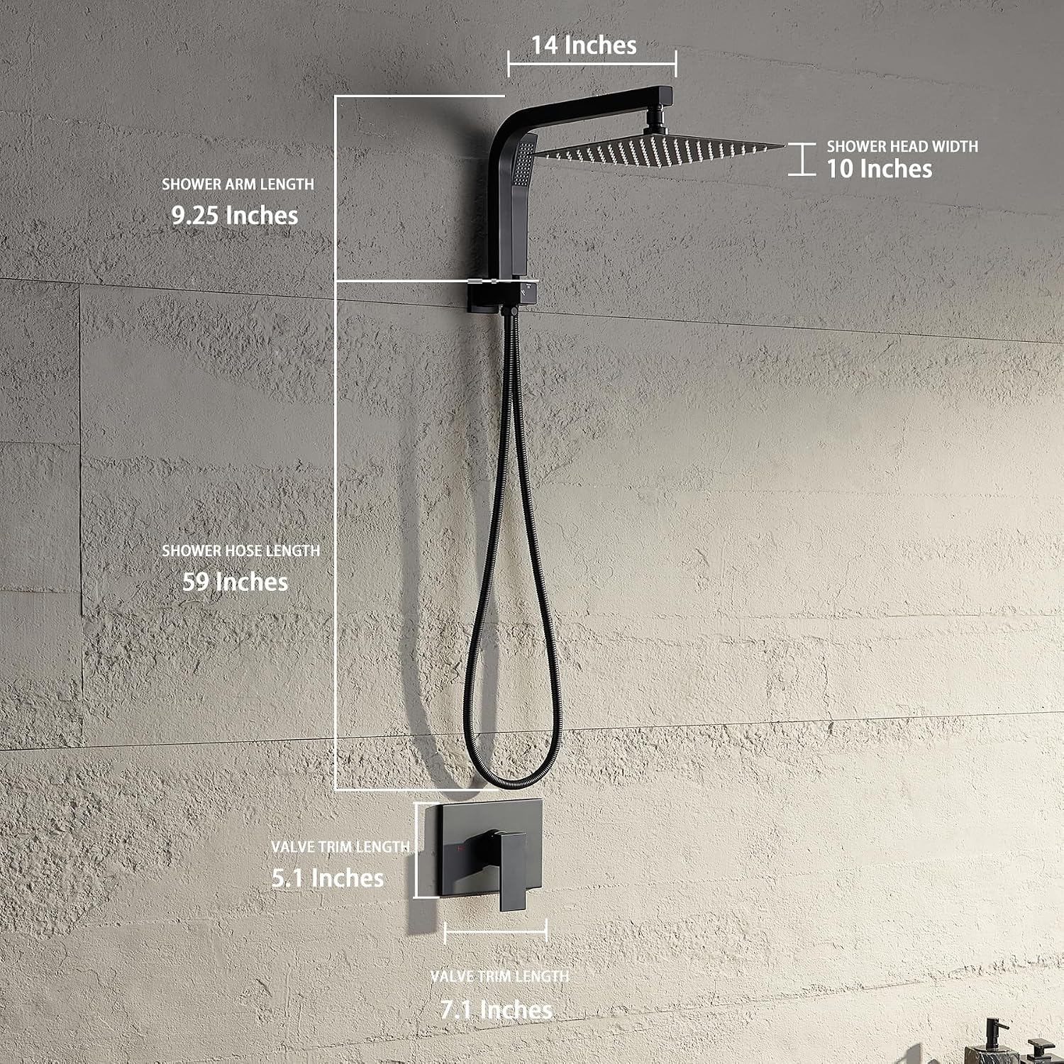 Black Shower Head and Handle Set, Shower Faucet Set with 10 Inch Rain Shower Heads with Handheld Spray Combo, Rainfall Bathroom Shower System Rain Shower Head and Handle Set