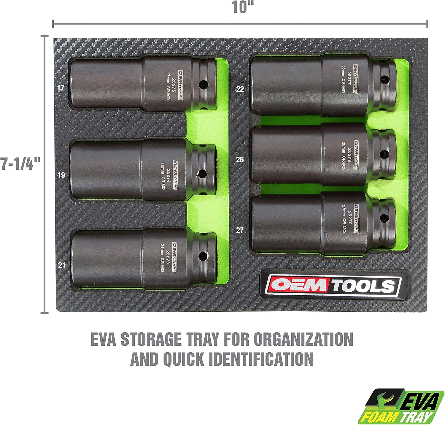 OEMTOOLS 25276 6 Piece Harmonic Balancer Puller Socket Set, Crankshaft Bolt Removal Tool Heavy Duty Impact Sockets, Harmonic Balancer Socket 17mm -27 mm, Chrome Moly Steel, 1/2' Drive