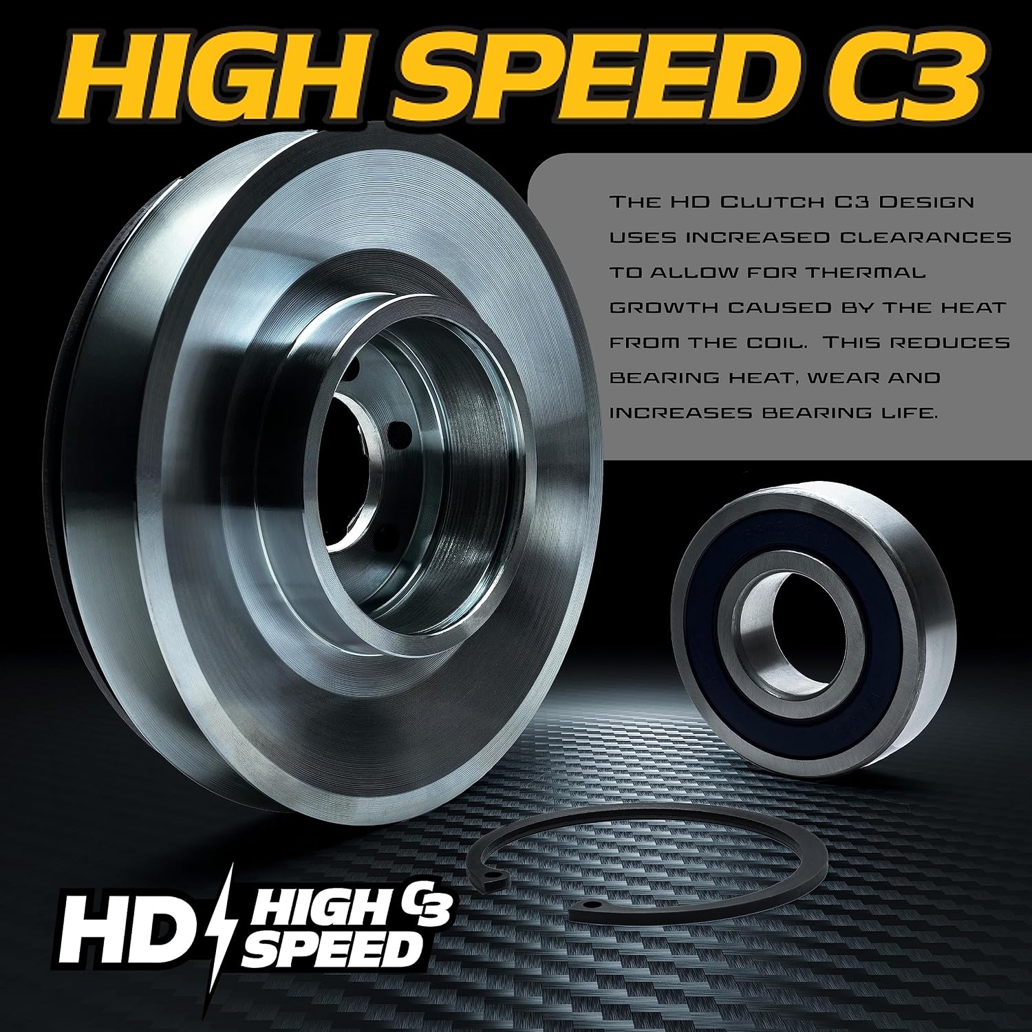 HD Switch High Torque 130ftlb (OEM 105) BIGBearing Solid Steel Billet Pulley Electric PTO Clutch for Exmark 135-2498 5219-229 5219229 Staris E