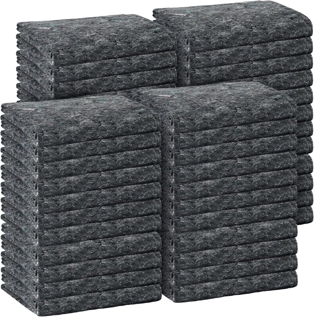 32 Pieces Textile Moving Blankets Bulk 54 x 72 Inch Furniture Blanket High Tensile Strength Pads Shipping Packing Blanket for Moving Furniture Floors Moves and Storage Equipment(Grey)