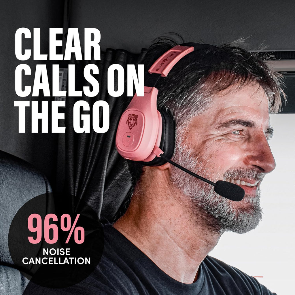 Blue Tiger Storm Rose Gold - Premium Trucker Bluetooth Headset-Wireless Noise Canceling Mono Headset with Mic -High-Fidelity Sound, 30-Hour Talk Time, USB-C Charging - For Truck Drivers, Bluetooth 5.0