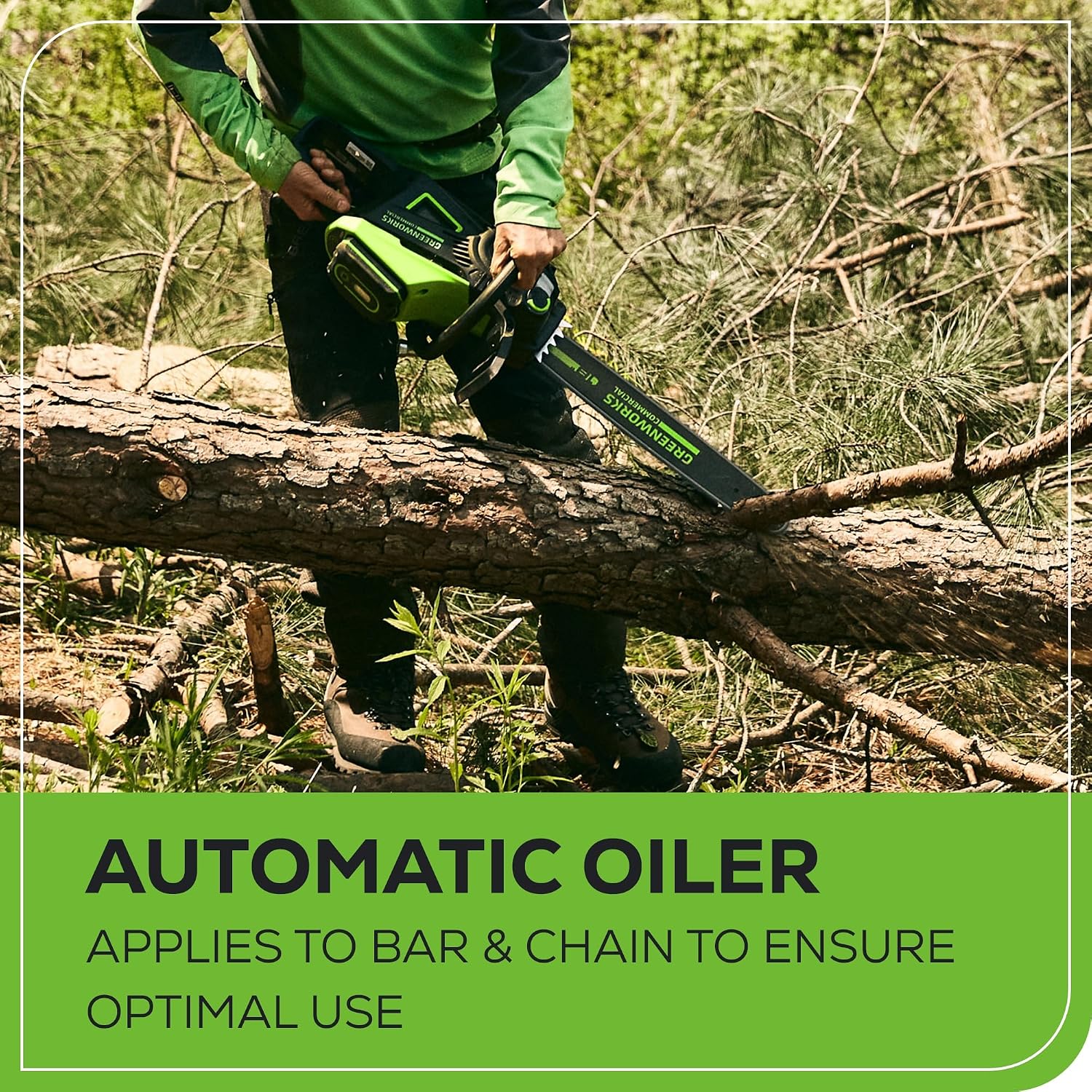 Greenworks 82V 18' Brushless (2.7 kW) Cordless Chainsaw (210 Cuts Per Charge), 4.0Ah Battery and Dual Port Rapid Charger (Great For Landscapers and Professionals)