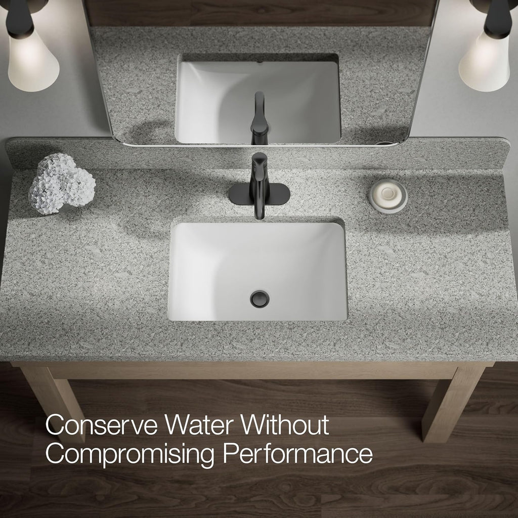 KOHLER K-27389-4-BL Simplice® Single-Handle Bathroom Sink Faucet, 1-Hole, Single-Handle Bathroom Faucets with Clicker Drain, 1.2 GPM, Matte Black