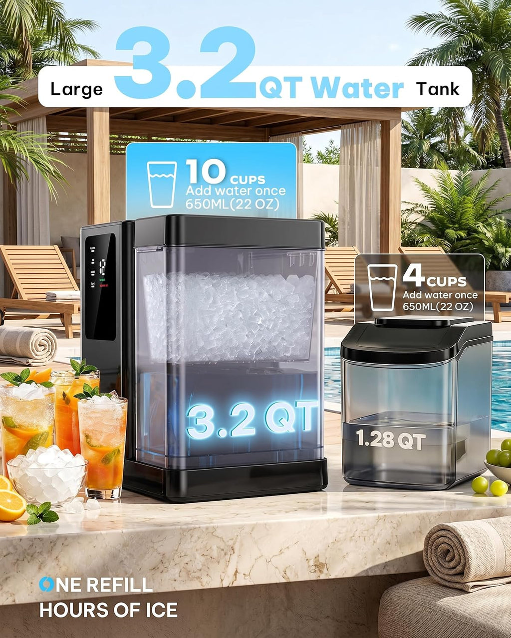 Silonn Countertop Nugget Ice Maker, 40 Lbs Daily Ice Production with 3L Removable Water Tank, Self-Cleaning Pebble Ice Machine, 12H Timer, Quiet 40 dB Operation for Home, Office & Parties
