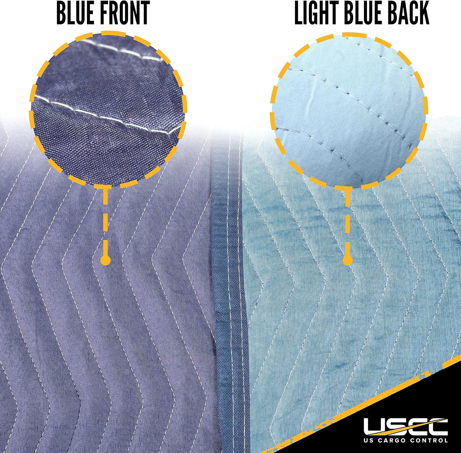US Cargo Control Moving Blankets 80'x72' MBMEGA85 Mega Mover, (85 lb/doz weight), Professional Quilted Large Moving Blankets, Furniture Packing Pads for Shipping, Cargo Blanket, 4-Pack, Blue