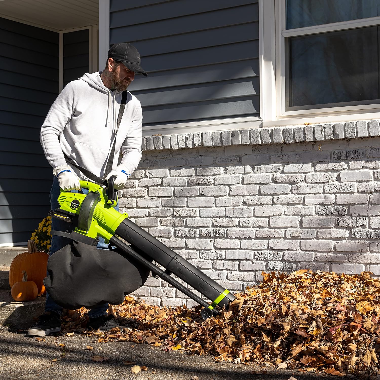 Earthwise Power Tools by ALM LBVM2202 2x20-Volt Cordless Leaf Blower, Leave Vacuum, Leaf Mulcher, 2 Batteries and Charger Included