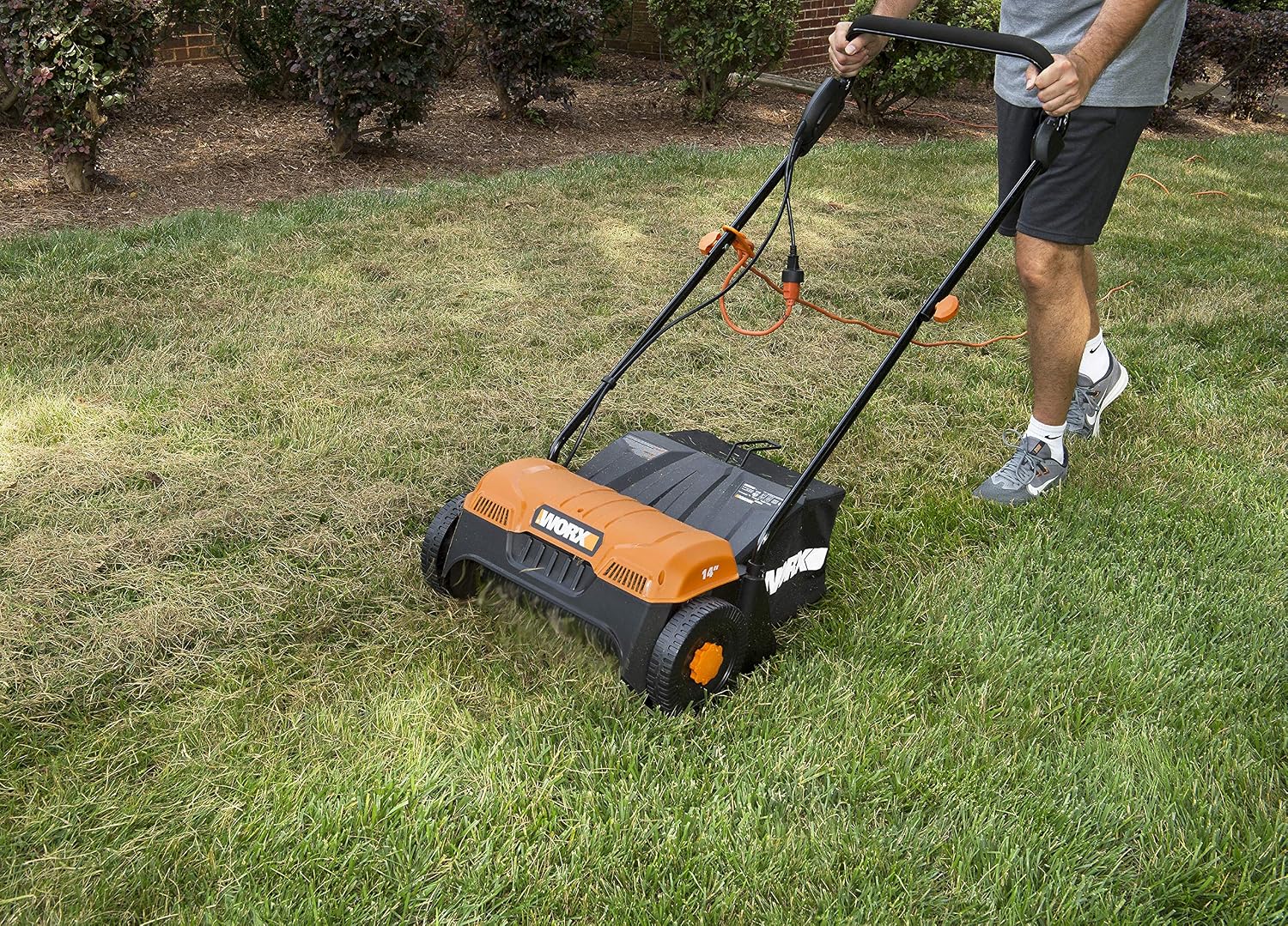 WORX 12 Amp Corded Lawn Dethatcher, Electric Scarifier Removes Deep Thatch & Improves Grass Health, WG850