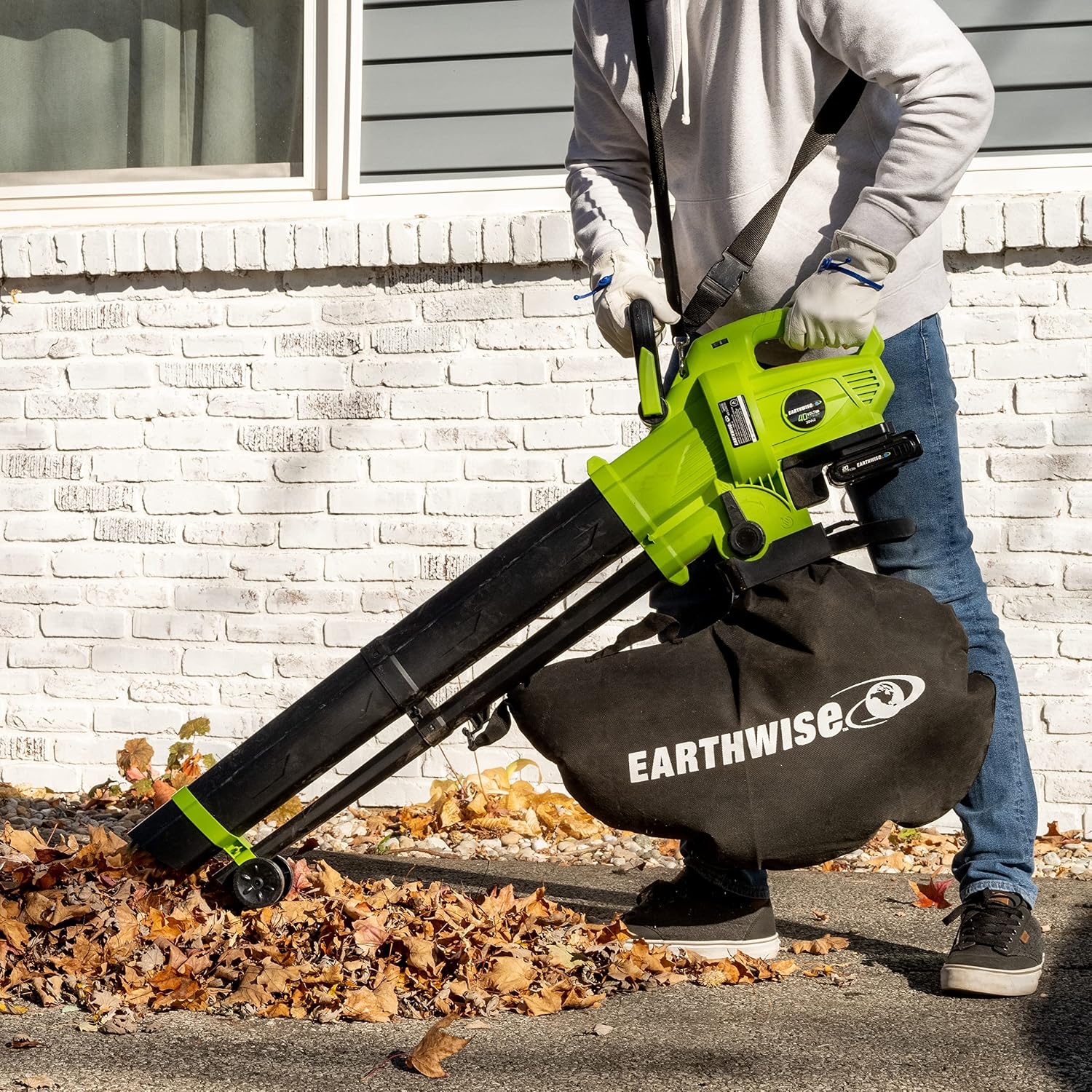 Earthwise Power Tools by ALM LBVM2202 2x20-Volt Cordless Leaf Blower, Leave Vacuum, Leaf Mulcher, 2 Batteries and Charger Included